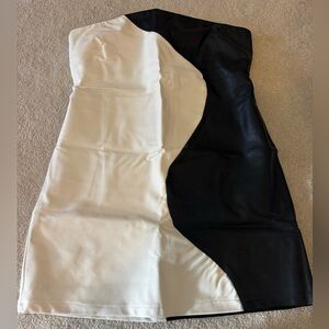 Le Lis strapless leather minidress